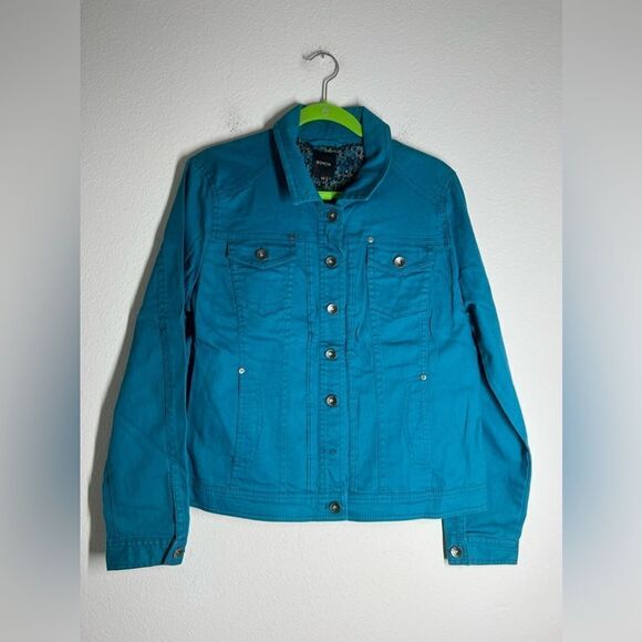 Women's Bonita Solid Teal Pockets Button Up Long Sleeve Jacket Size 44EU/12 US - Picture 7 of 15